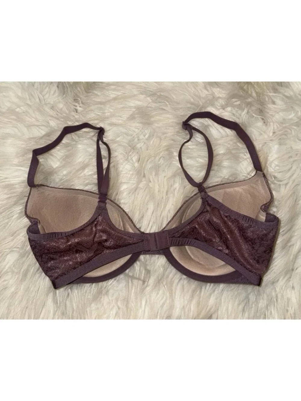 Victorias Secret Lined Demi Bra Lace Snakeskin Print Underwire Womens 32D Purple